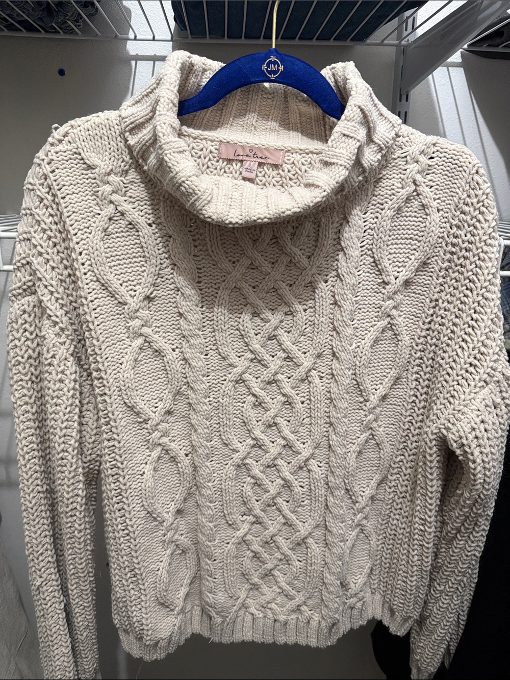 Love Tree Cream Cable Knit Turtleneck Sweater
